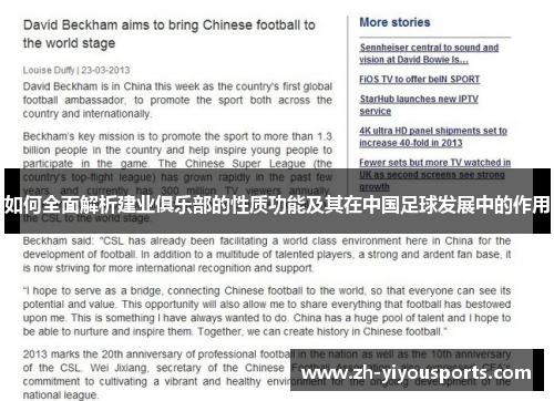 如何全面解析建业俱乐部的性质功能及其在中国足球发展中的作用